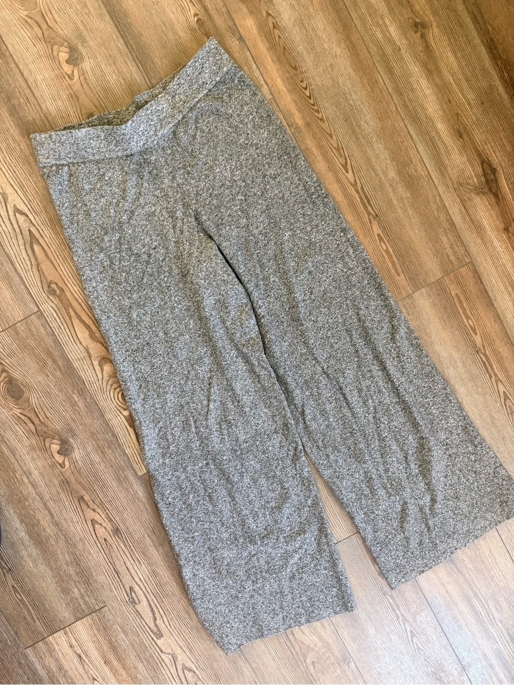 Marled Heather Gray Wide-Leg Knit Pants